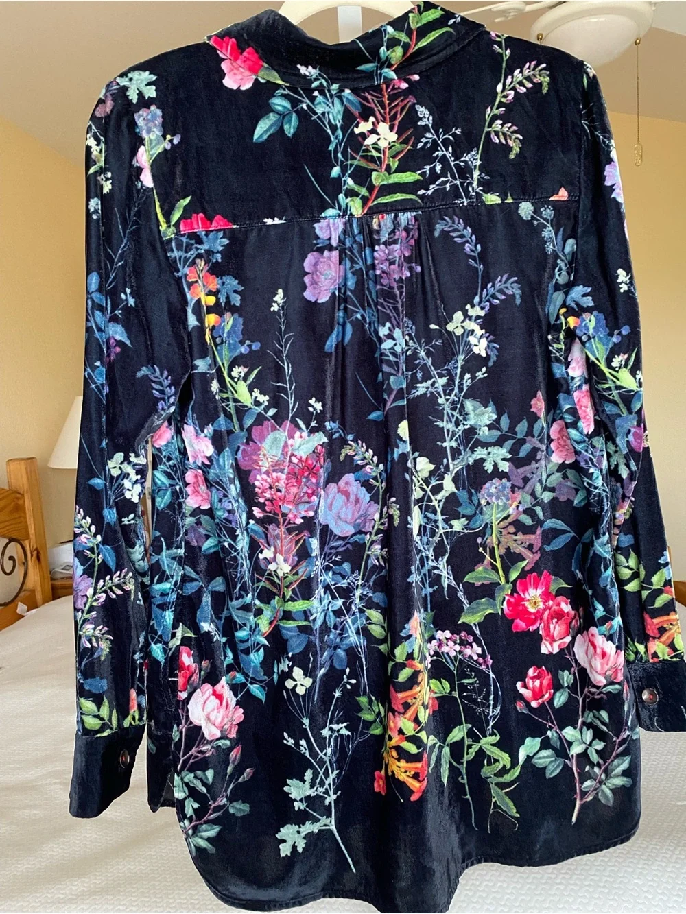 Soft Surroundings Navy Velvet Floral Shirt - Picture 3 of 11